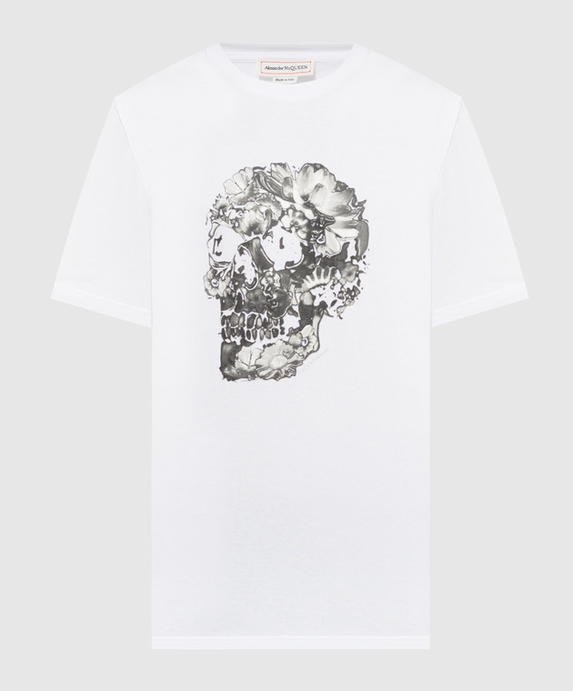 Tシャツ・カットソー ALEXANDER MCQUEEN Printed T-shirt White 794575QTABM Alexander McQueen - White t-shirt with Wax Flower Skull