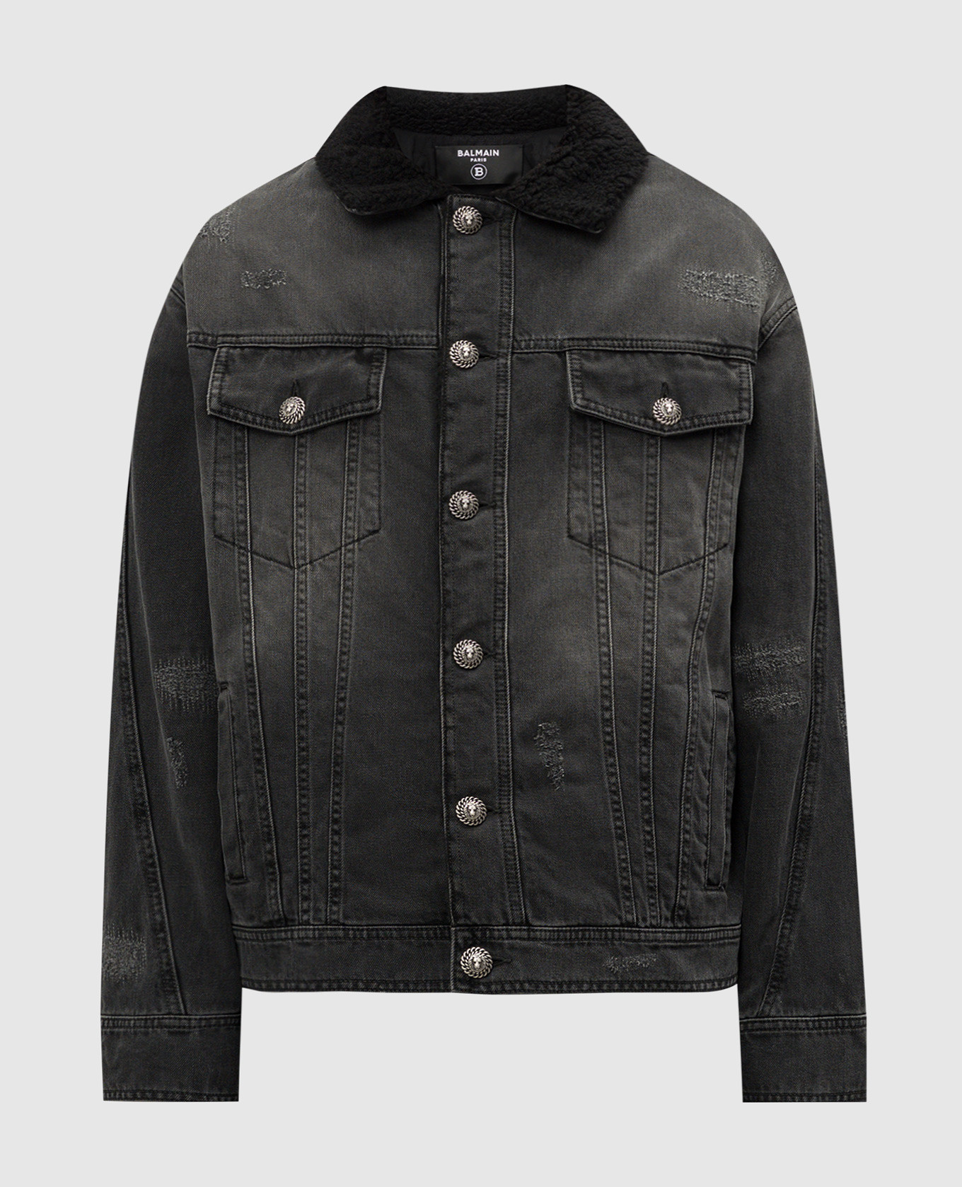 

Black denim jacket with a distressed effect Balmain