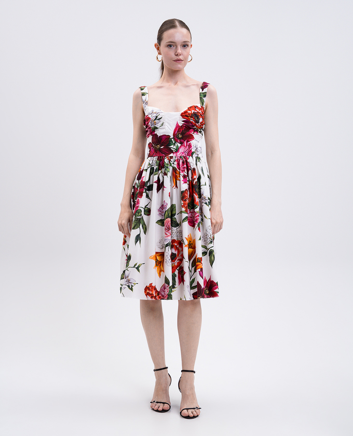 White floral print midi dress Dolce&Gabbana 3