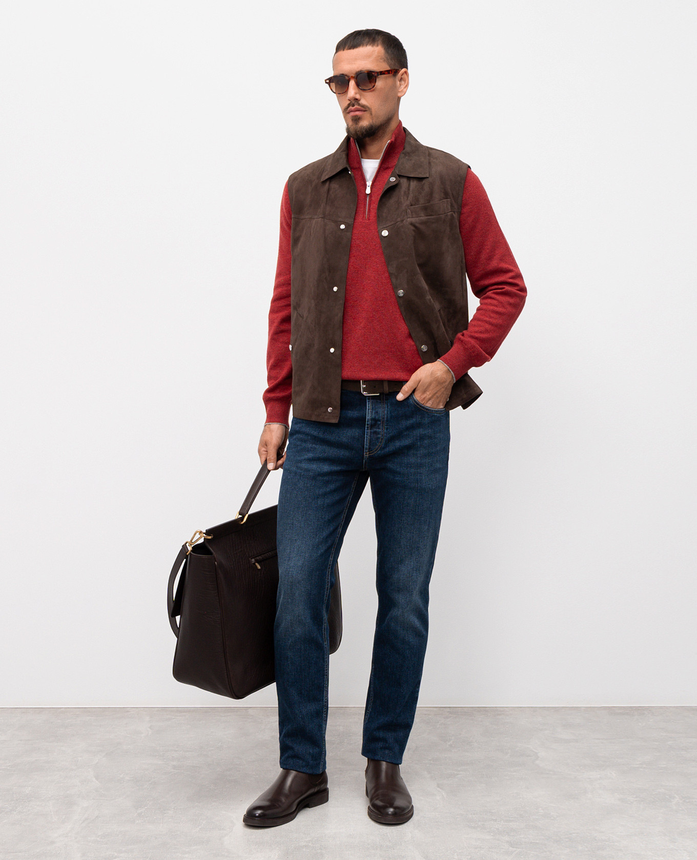 

Red cashmere jumper with zipper Brunello Cucinelli