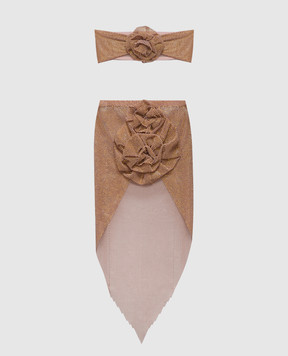 Santa Brands Beige top and skirt suit with crystals SETBRASKIRTWITHFLOWER