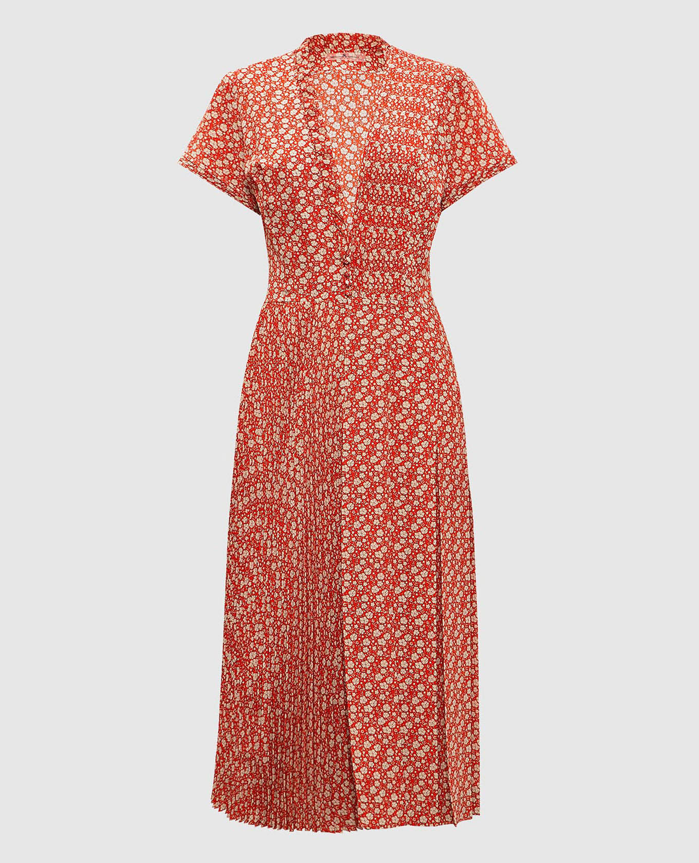 Red floral print silk midi dress Ermanno Scervino