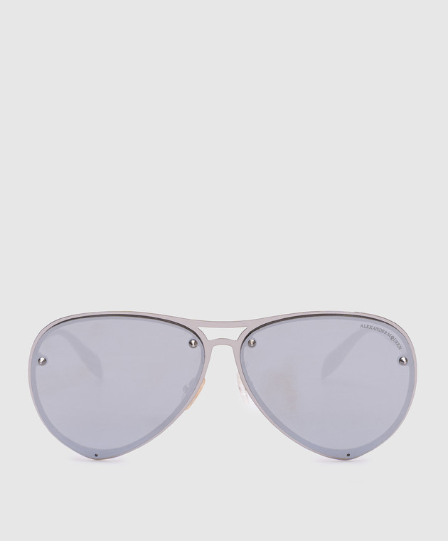 Alexander McQueen - Silver aviator sunglasses with a mirror  display picture 3