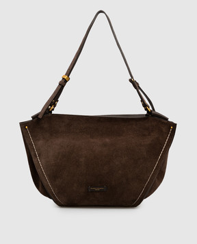 Gianni Chiarini BLOOM brown suede tote bag with logo BS12037CMPL