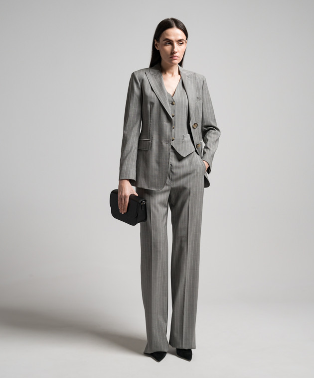 Max Mara - Gray striped wool Acino trousers ACINO - shop