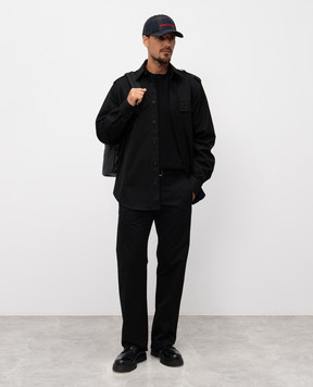 Alexander McQueen Black wool jumper with embroidered logo emblem 839686Q1BEC