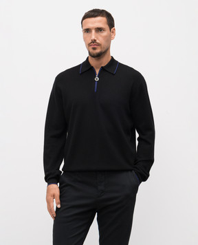 Stefano Ricci Black cashmere and silk polo shirt K606395P30F25310
