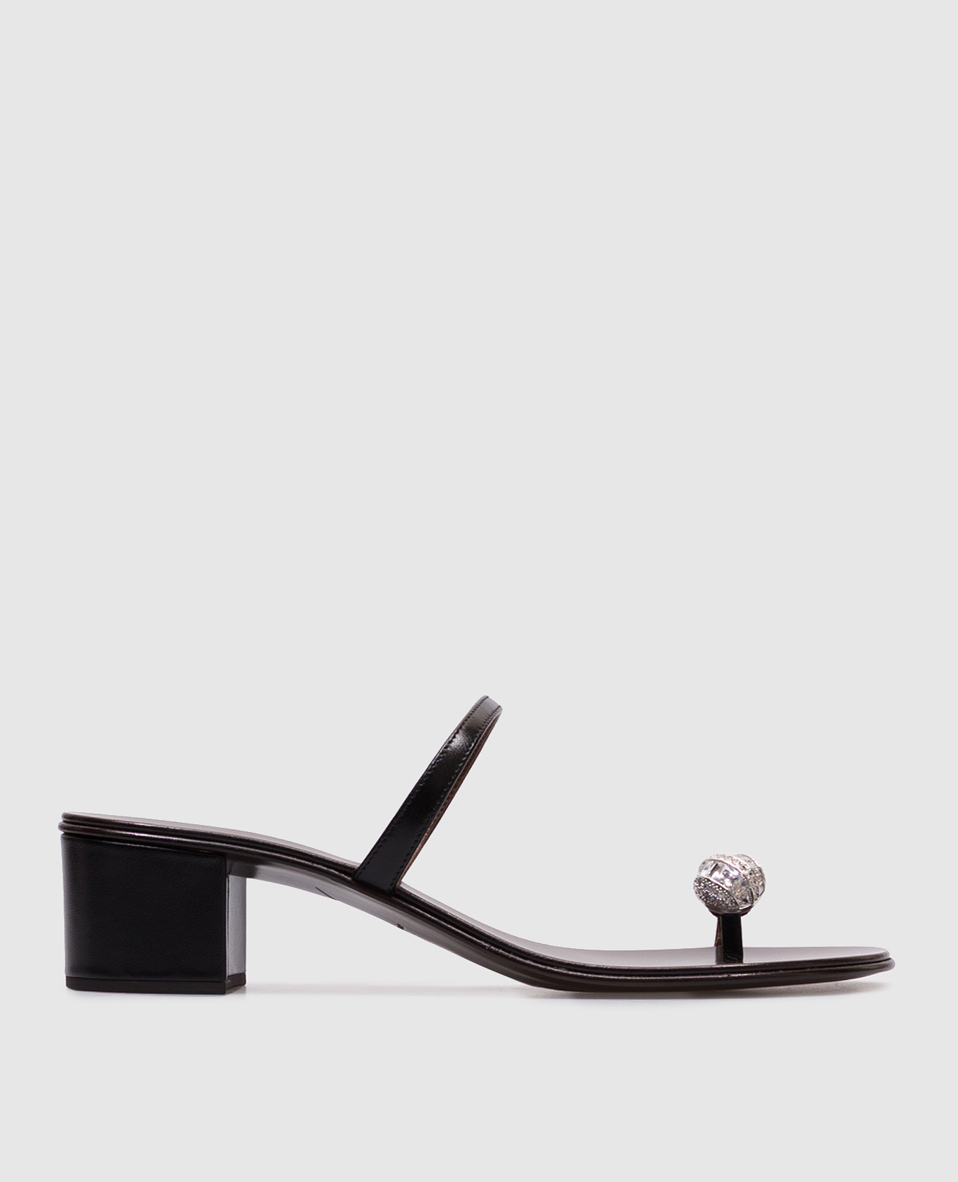 Black leather Rock flip-flops with zirconium Giuseppe Zanotti