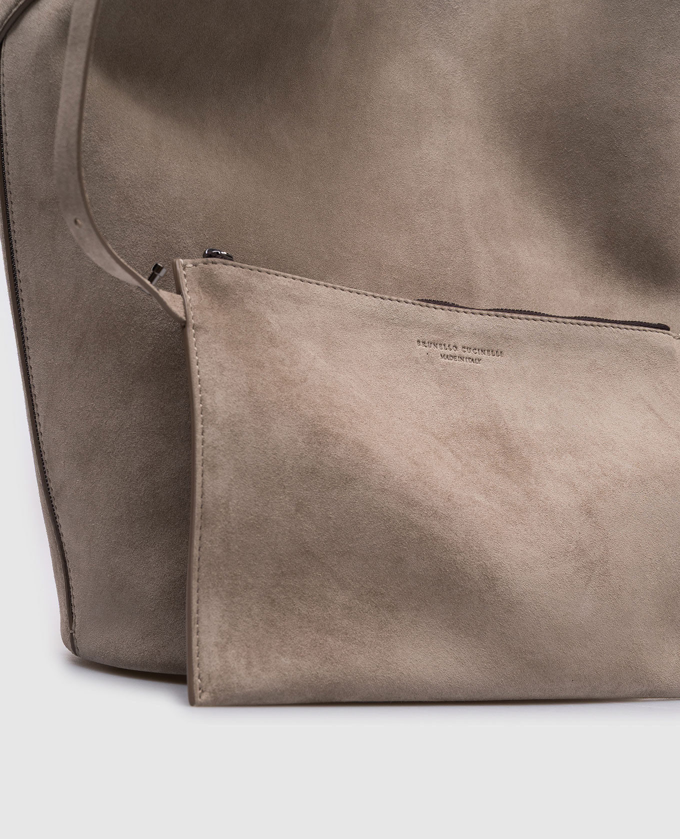 Beige suede tote bag with monil chain Brunello Cucinelli 4