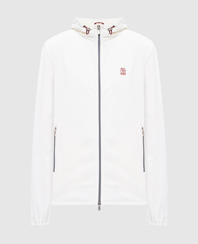 Brunello Cucinelli White windbreaker with logo emblem MM49A7440G