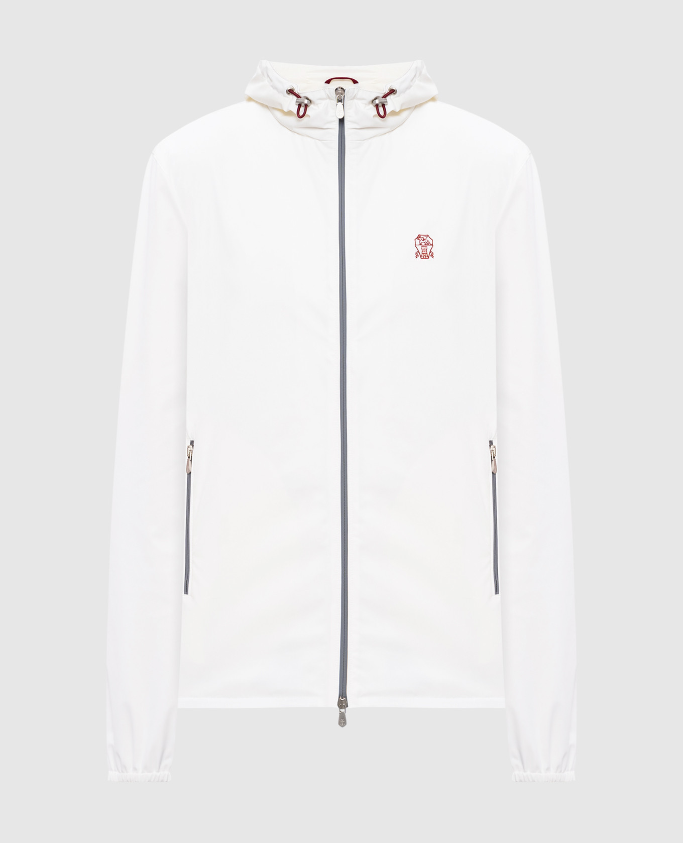 

White windbreaker with logo emblem Brunello Cucinelli