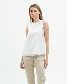Peserico White silk top with monil chain A0839408372
