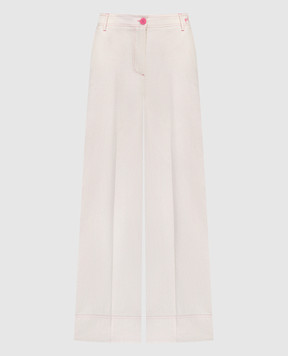Twinset Beige linen trousers with floral print 241AQ2061