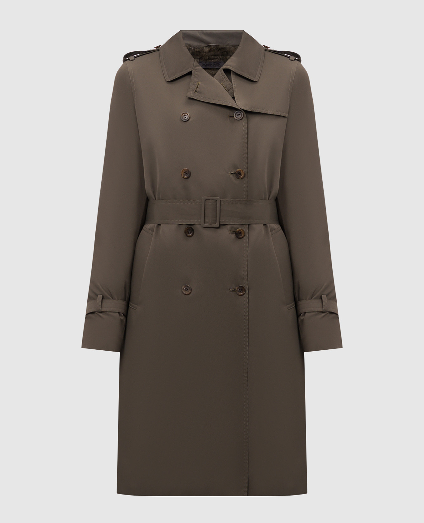 Reducere Simonetta Ravizza Green double-breasted trench coat with fur