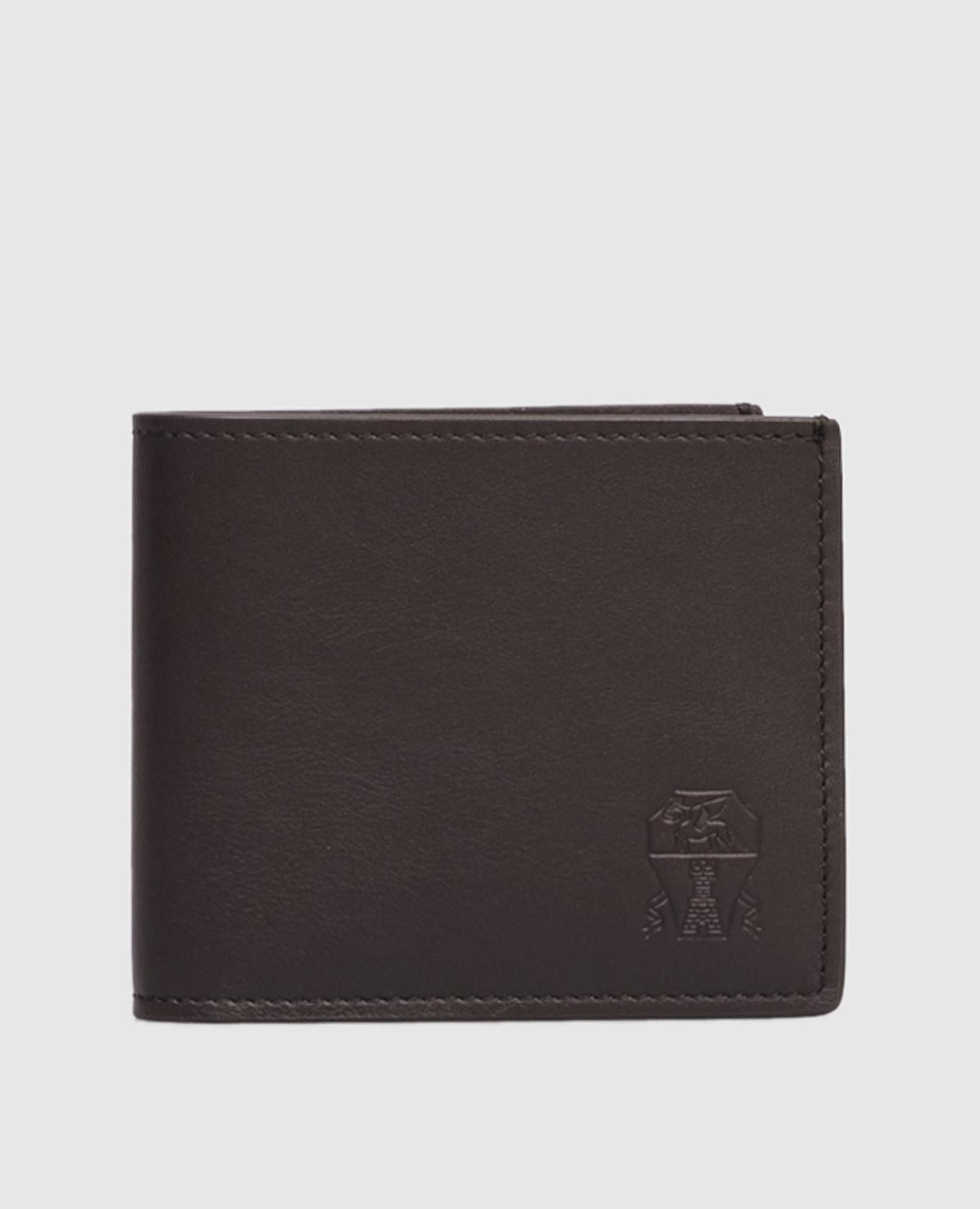Brown leather wallet with embossed logo Brunello Cucinelli