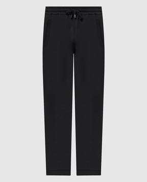 Stefano Ricci Black sweatpants with textured logo wool K909031P3DT24103