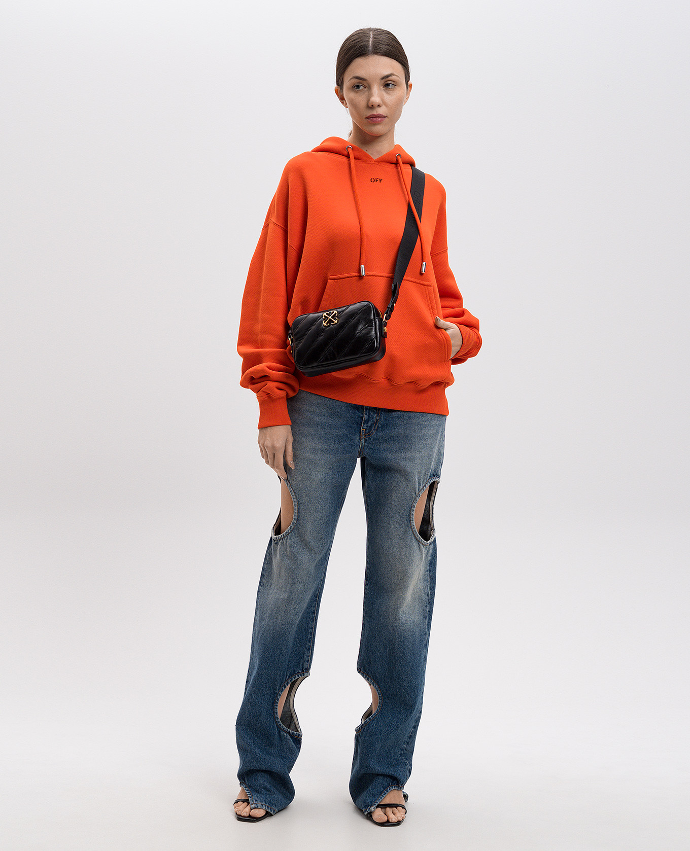 

Orange logo print hoodie Off-White