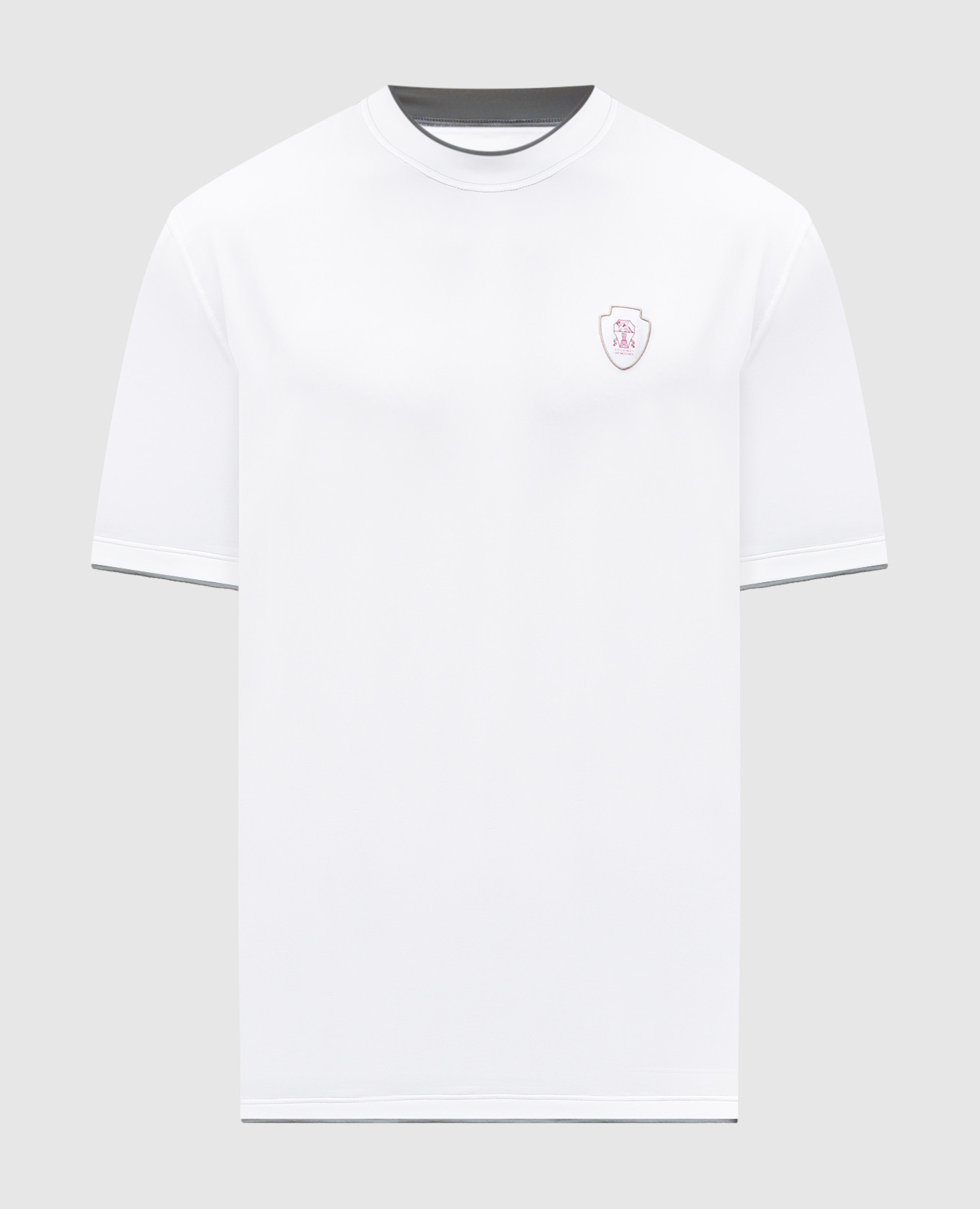 

White T-shirt with embroidered emblem Brunello Cucinelli
