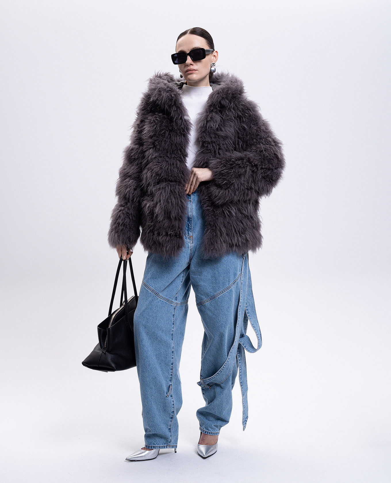 

Gray Flen fur coat made of Kashmir goat fur Simonetta Ravizza, Grey