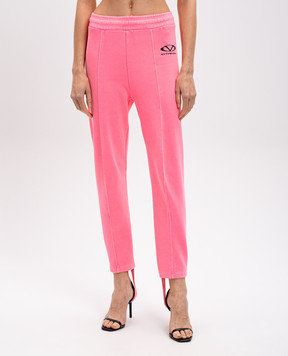 Vetements Pink logo print striped sweatpants WA66SP600H