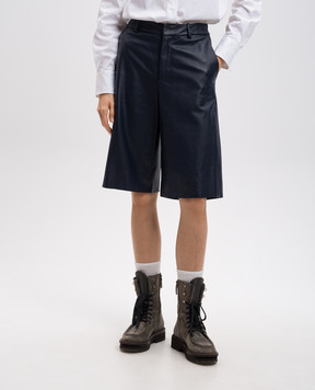 Simonetta Ravizza Navy Leather Bermuda Shorts BERMUDA