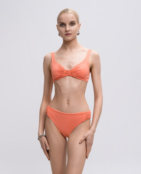 Fisico Orange swimsuit bodice with braiding FR11M0