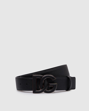 Dolce&Gabbana Black leather strap with embossed DG logo BC4675AT489
