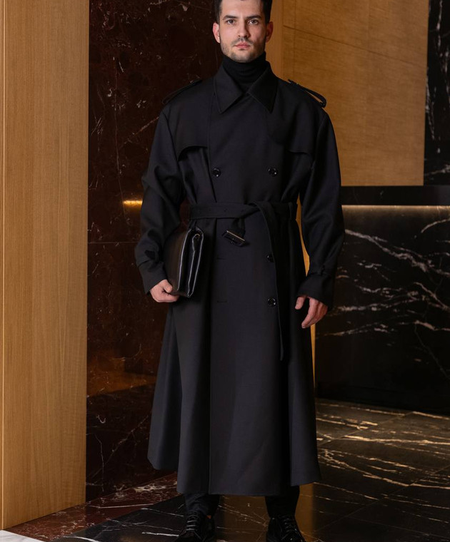 DOLCE&GABBANA トレンチコート 50 Double-breasted wool trench coat in Black for Men | Dolce&Gabbana® US