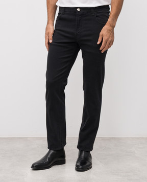 Stefano Ricci Black jeans with embroidered emblem MFT53B1090RT51BK