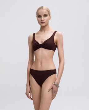 Fisico Brown swimsuit bodice with braiding FR11M0