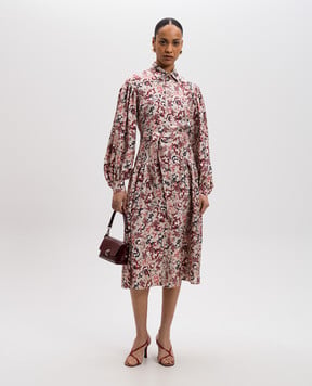 Max Mara RENIER beige floral print silk midi dress RENIER