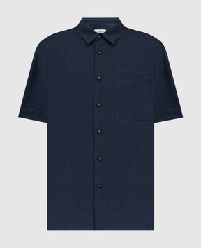 Cashmere&Whiskey Blue linen shirt with short sleeves 0335900195
