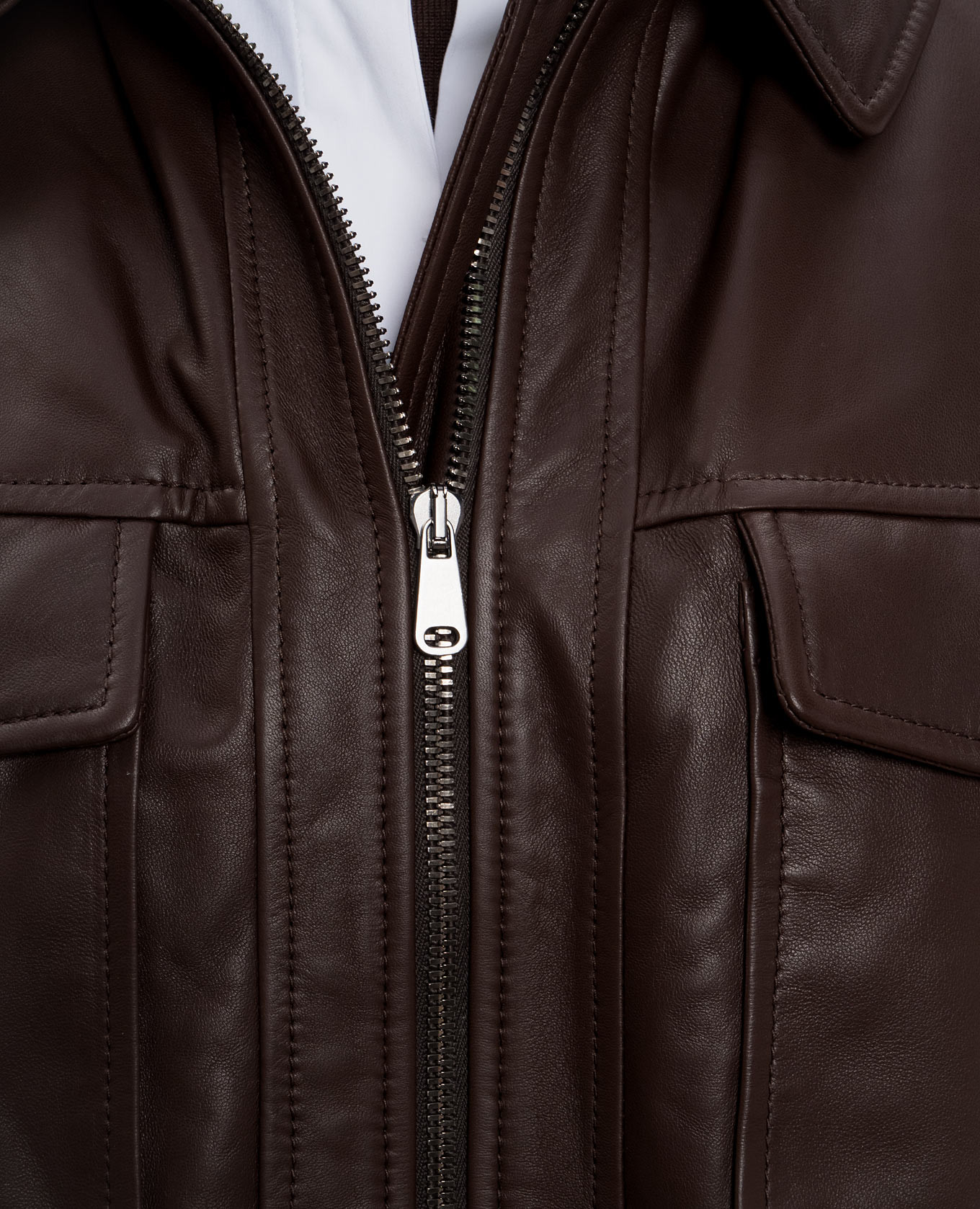 

Brown leather jacket with monil chain Brunello Cucinelli