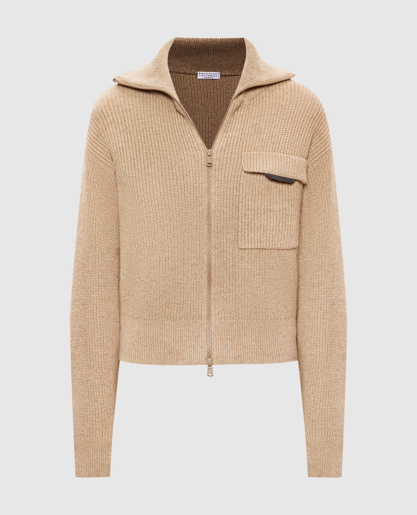 

Beige cashmere cardigan with monil chain Brunello Cucinelli