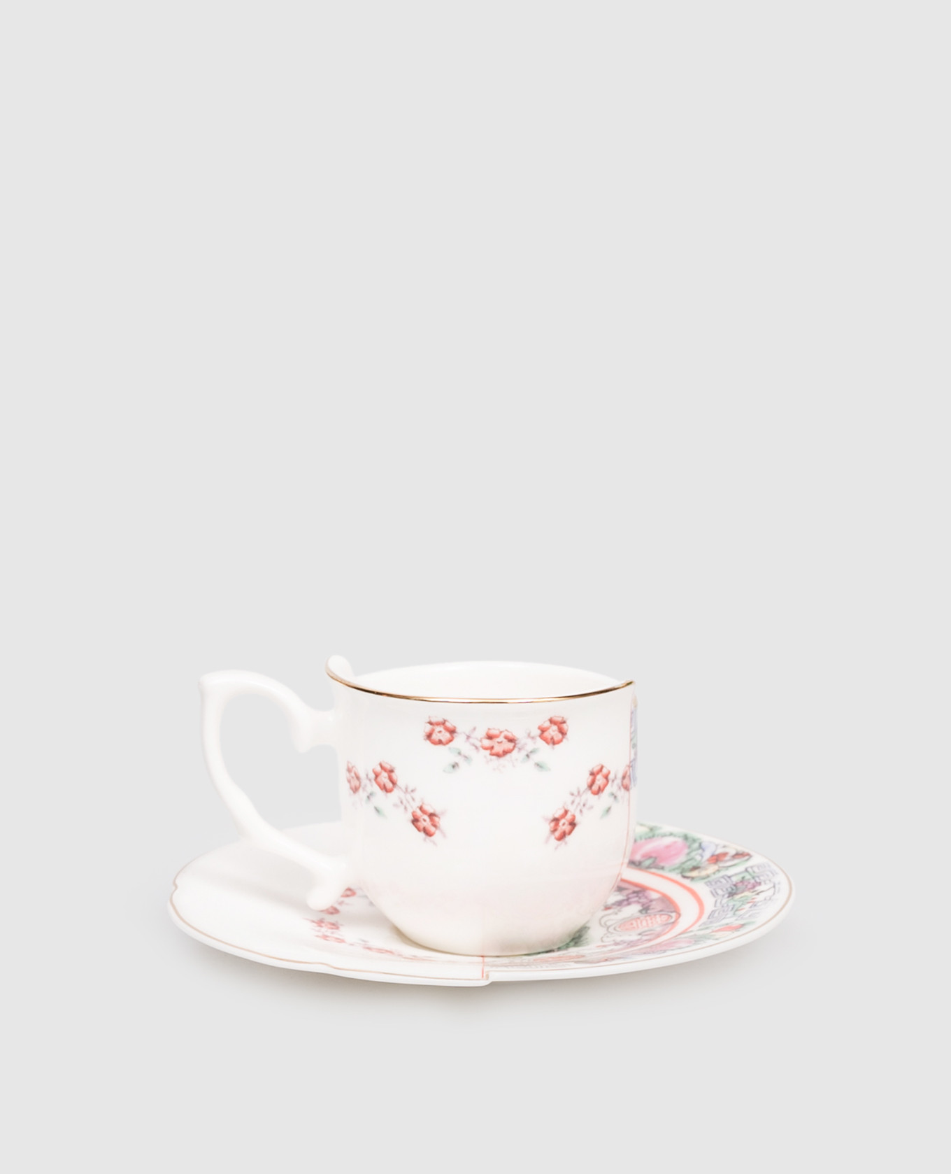Leonia white porcelain coffee set with cup and saucer SELETTI
