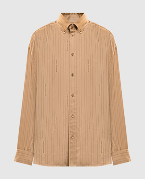 Balenciaga Beige striped blouse with logo print 841012TSLA6