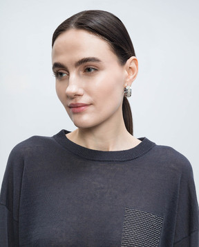 Peserico Silver earrings with a monil chain S35458C0CC484