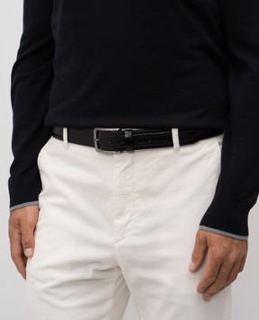 Peserico Black leather belt with textured stripes R72031C0CC648