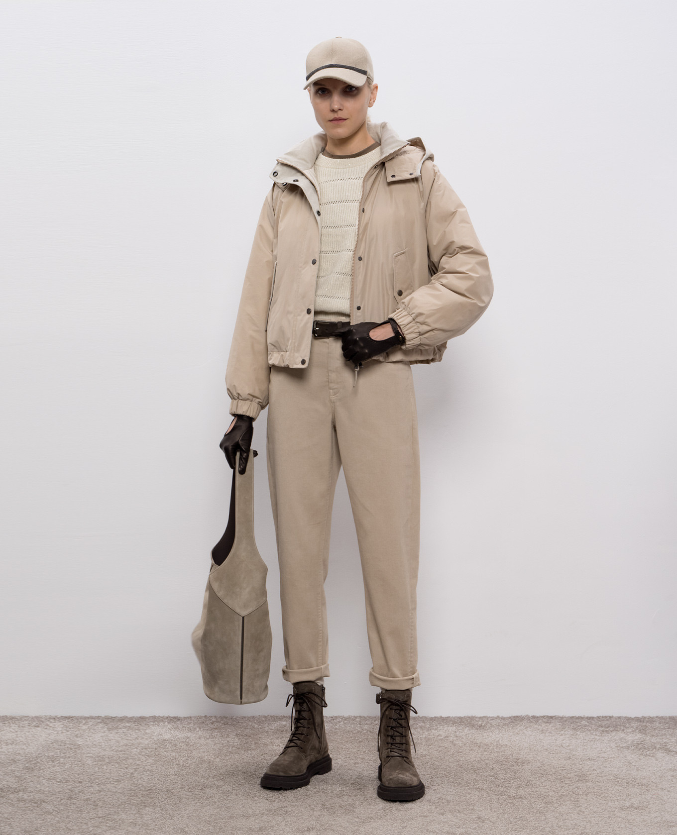 

Brown ribbed top with monil chain Brunello Cucinelli