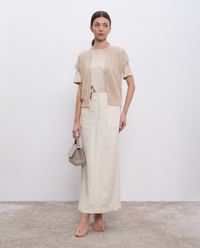 Peserico Beige midi skirt with monil chain P0514302606
