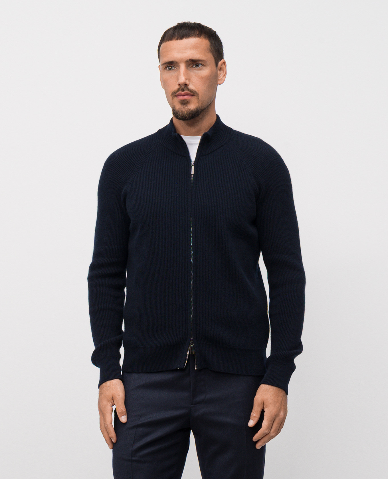 DEAN blue wool and cashmere cardigan MooRER 4