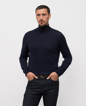 Canali Blue wool golf MK01149C0002