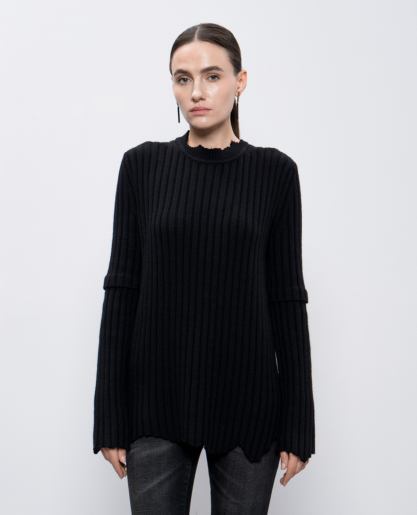 Black wool sweater with cutouts Helmut Lang 3