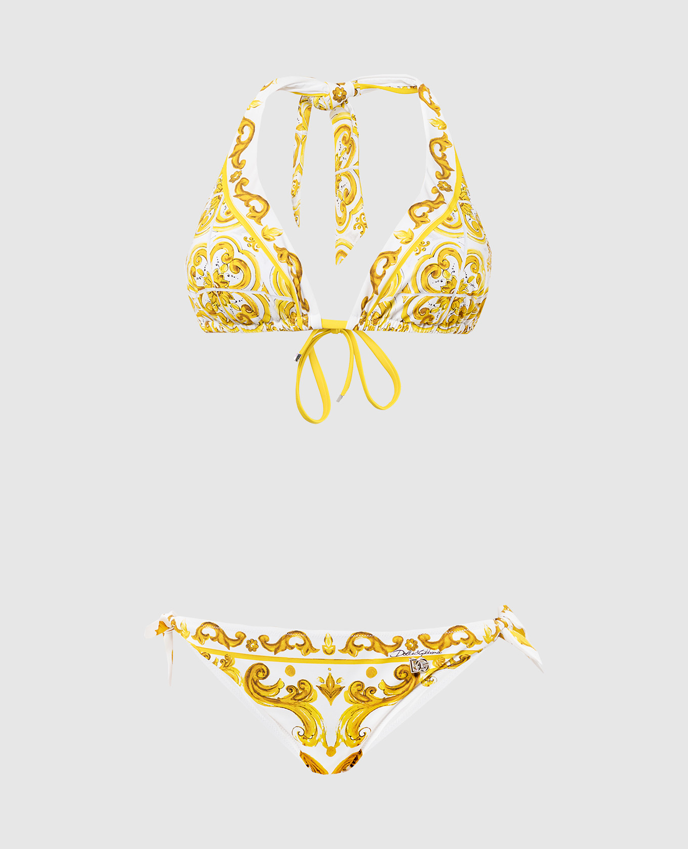 White swimsuit in majolica print dolce&gabbana