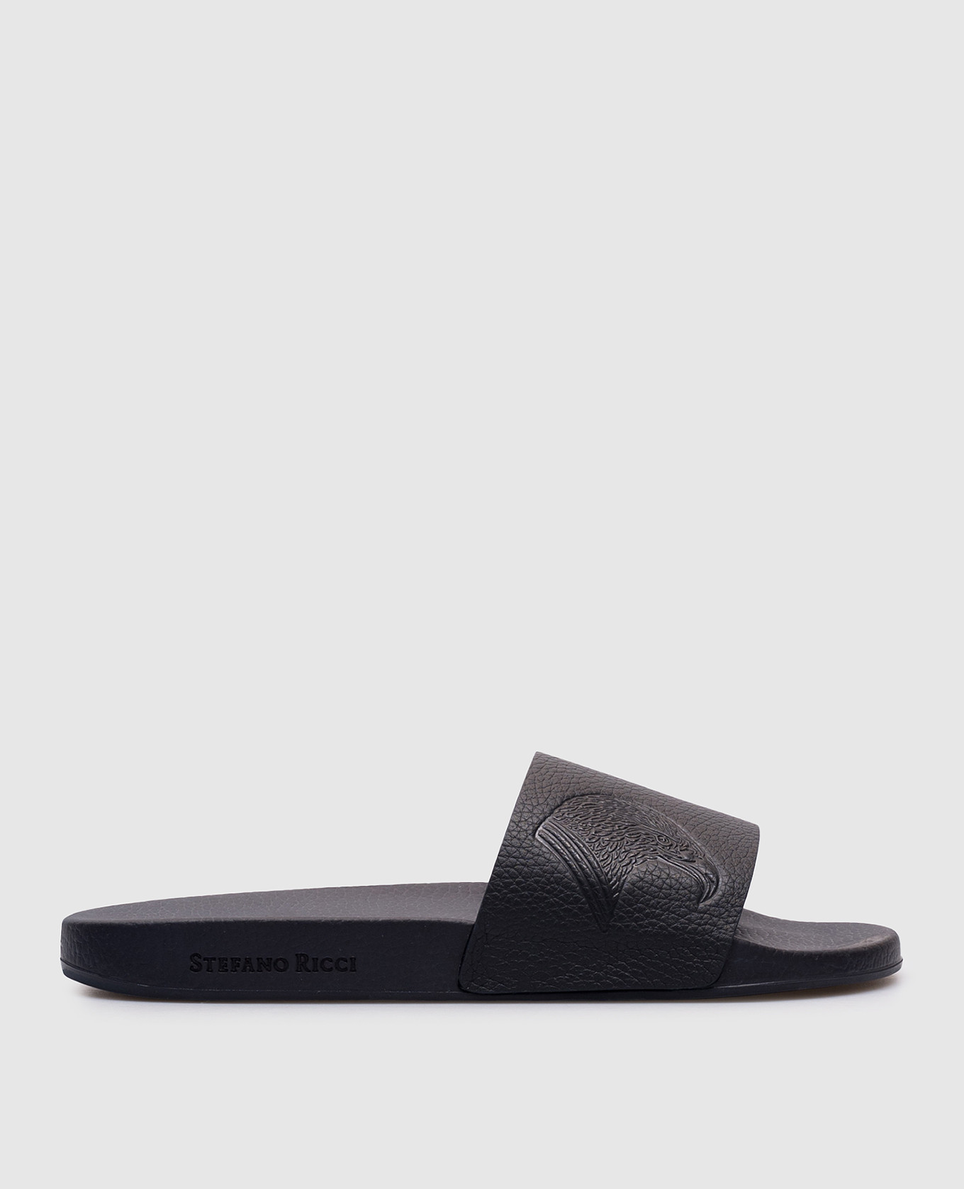 

Blue leather sliders with logo Stefano Ricci