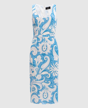 Etro Blue floral print midi dress WRHA032399SA488