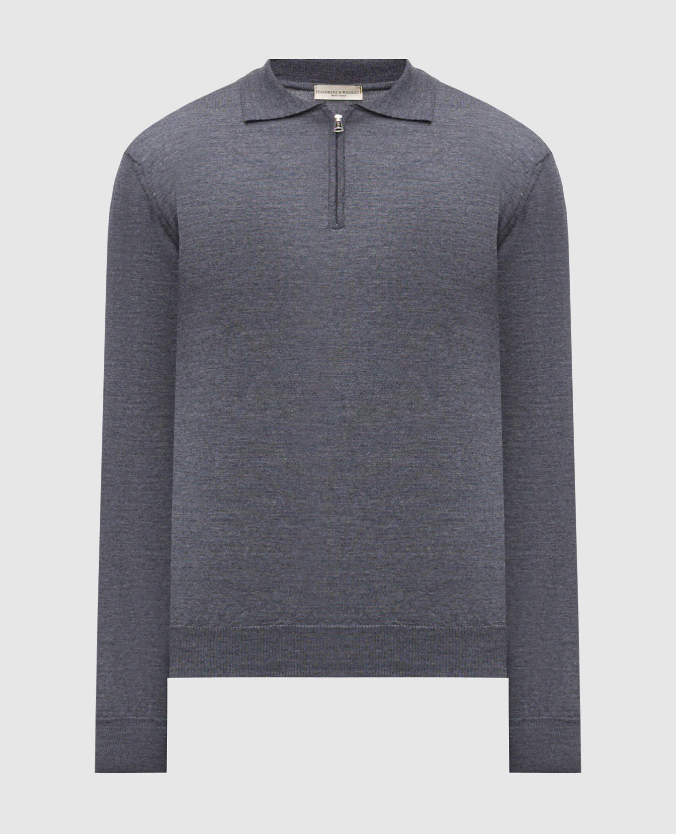 Grey merino wool polo shirt