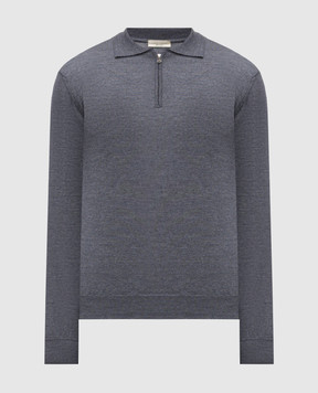 Cashmere&Whiskey Grey merino wool polo shirt 94394Z