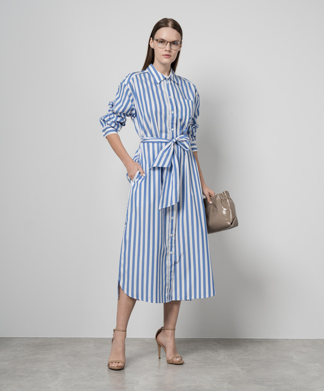 ワンピースその他 'S Max Mara White/blue striped shirt dress MaxMara weekend Dress striped cotton 4 stand up collar blue