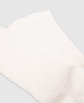 CDLP Set of white ribbed socks made of organic cotton USO006023003